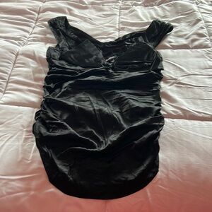 BEBE SATIN TOP WITH RIBBON IN FRONT (L)